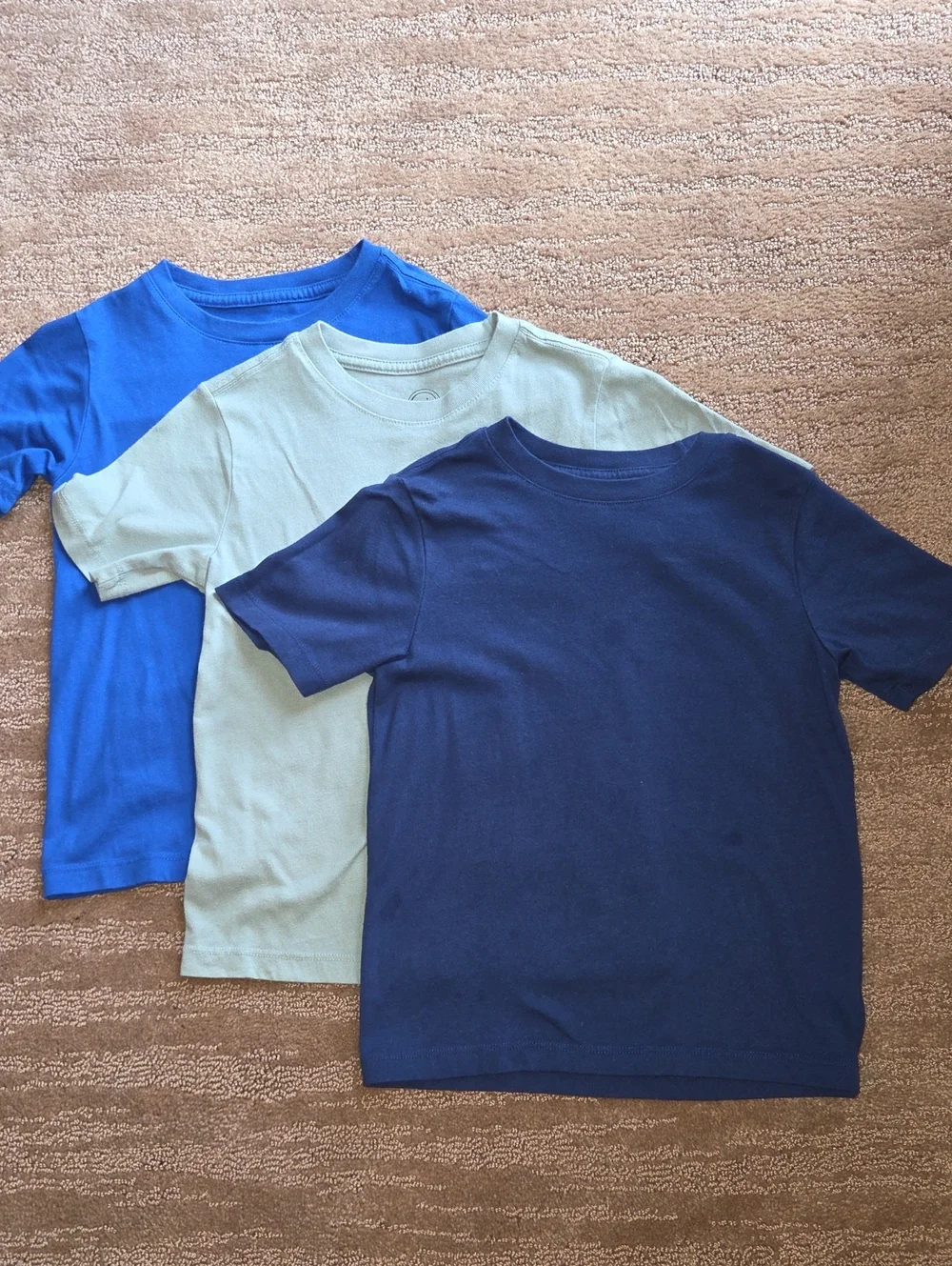 Set Of 3! XS (4-5) Kids Short-Sleeve Crewneck T-Shirt - Navy, Mint, Royal Blue